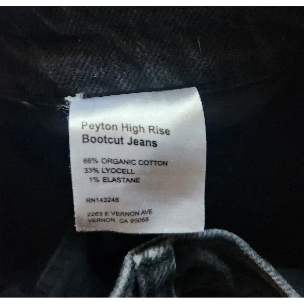 Reformation Peyton High Rise Bootcut Jeans Washed Black Organic Cotton Size 25
